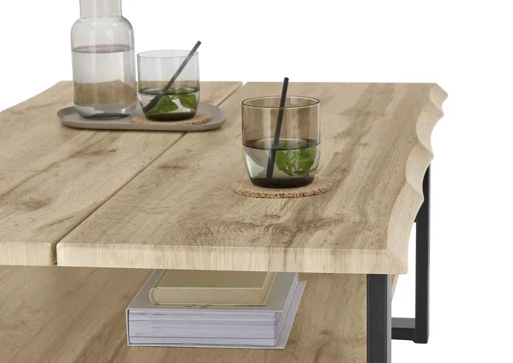 Table basse moderne Venice effet chêne brut en MDF robuste de salon - 3