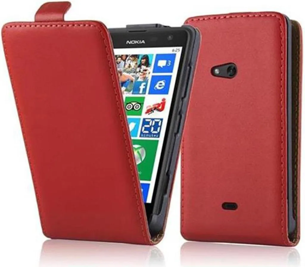 Cadorabo Custodia Nokia Lumia 625 Rosso | Protezione Flip Similcuoio
