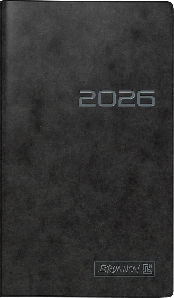 Calendrier de poche 9x15cm noir 2S/1M avec couverture ultra-résistante