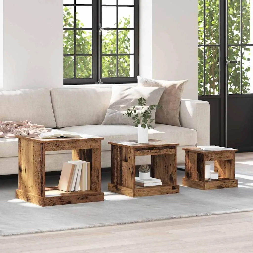 Maison Exclusive - Tavolino 3 pezzi Legno antico Materiale ligneo