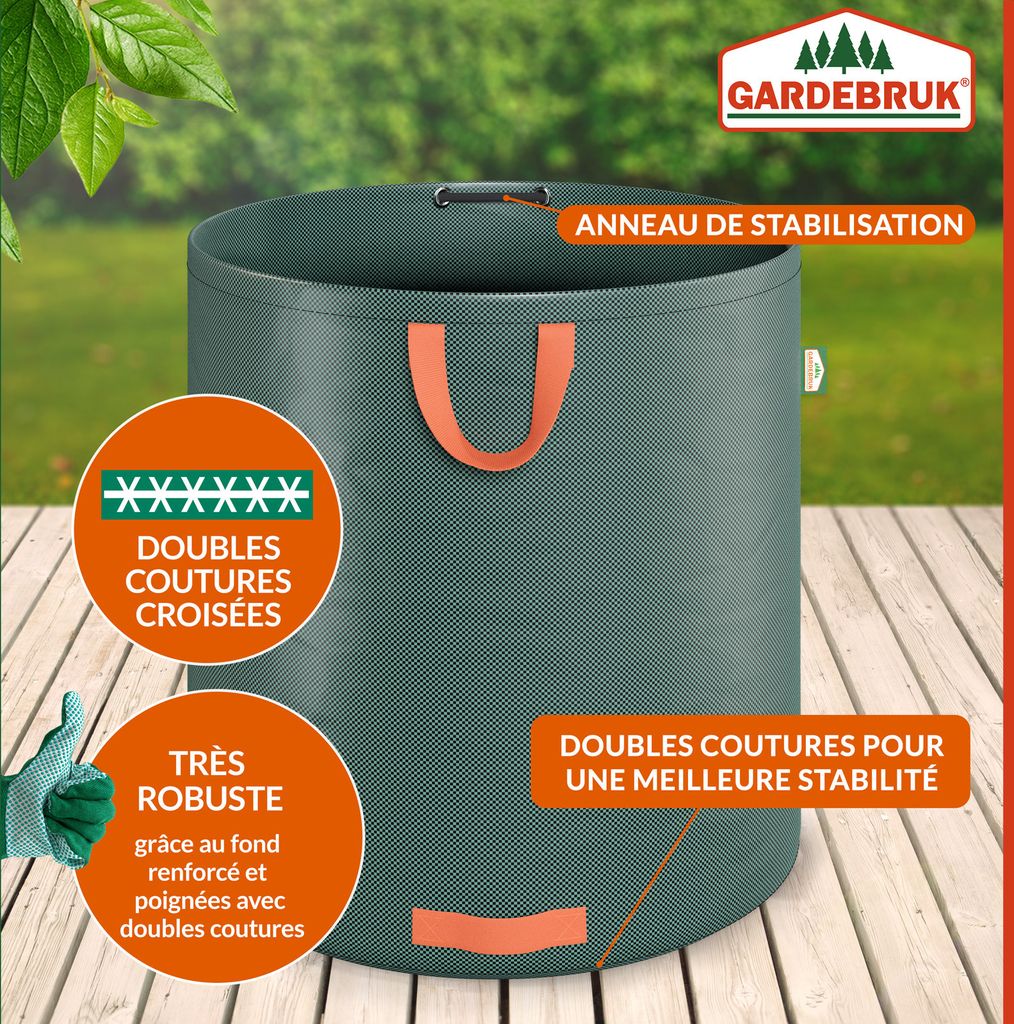 GARDEBRUK® Gartenabfallsack 2x500 Liter 50 kg Belastbarkeit Produktbild 3