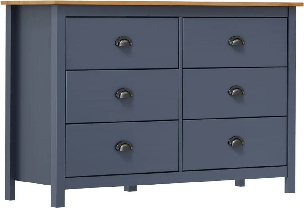 Sideboard Hill Gris 125x40x80 cm en Pin Massif - Buffet Bas Élégant