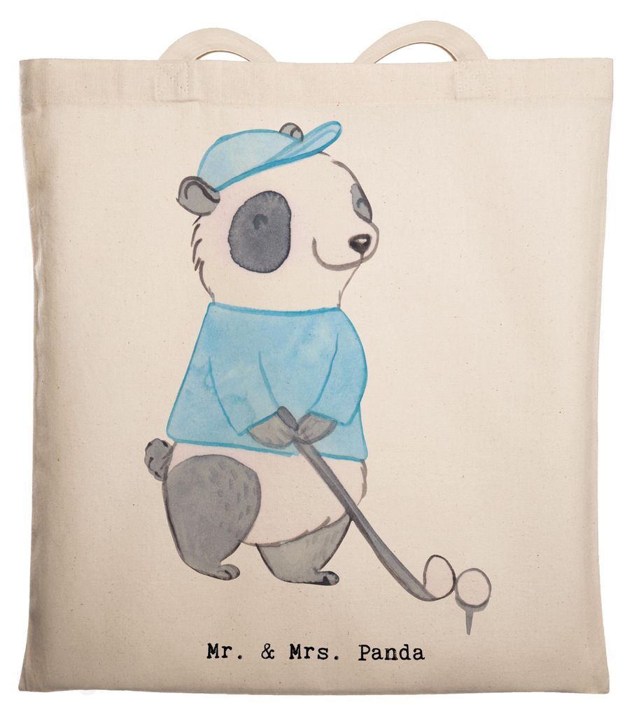 Mr. & Mrs. Panda Jutebeutel Panda Golfen - Transparent - Geschenk, Beutel, studententasche, Golfplatz, Tasche, Golf spielen, Verein, Golfturnier, U...