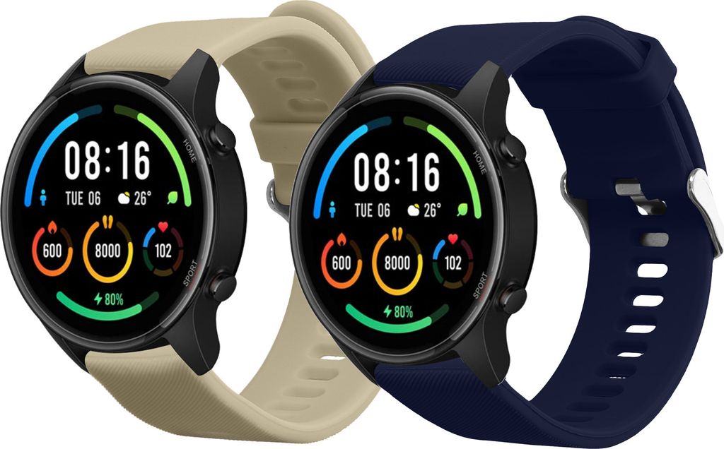 kwmobile 2x Uhrenarmband für Xiaomi Mi Watch / Mi Watch Color Sport Armband - Fitnesstracker Band Set aus TPU Silikon - Ersatzarmband Smartwatch -