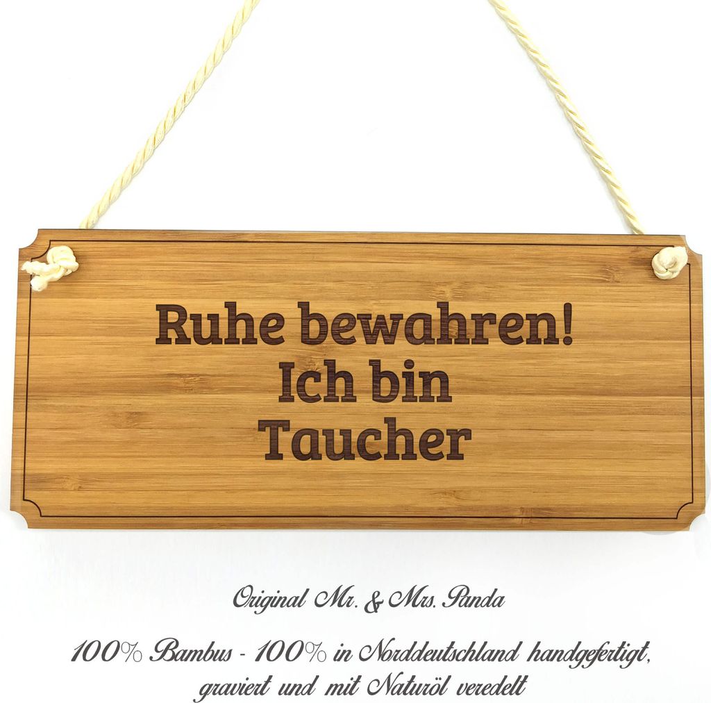 Mr. & Mrs. Panda Schild Taucher - Geschenk, Ausbildung, Wegweiser, Landhaus, Geschenkidee, Werbeschild, Praxisschild, Firmenschild, Eingangsschild,...