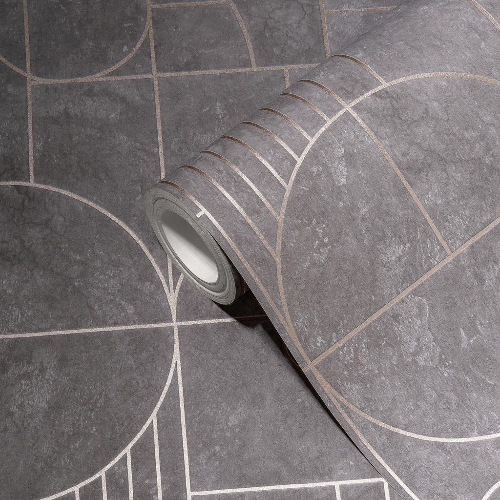 A.S. Creation | Vintage Tapete | Vliestapete | Kollektion MY HOME MY SPA | 386991 | Grau | 10.05 x 0.53 m | Geometrisch