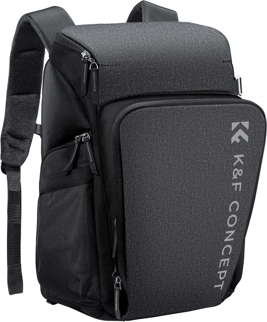 K&F CONCEPT KF13.128V3 25L Kamerarucksack, Foto-Aufbewahrungstasche, seitlich offen, erhaeltlich fuer 15,6-Zoll-Laptops mit Trolley-Gurt, Regenschu...