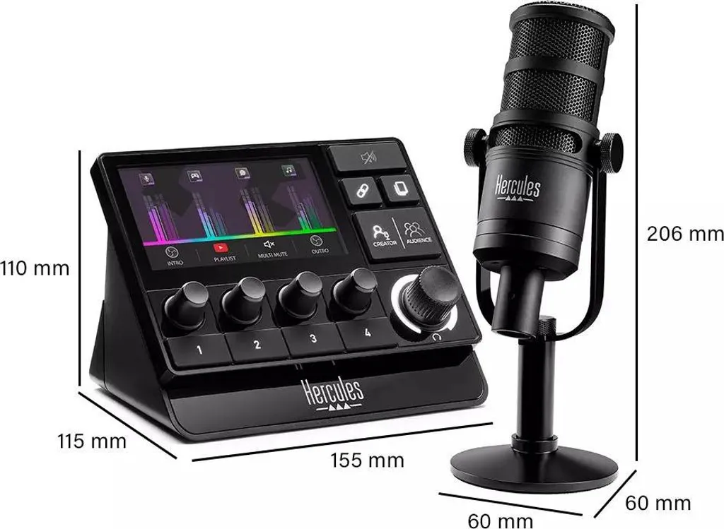 Pack de Streaming Audio XLR Hercules avec Mixeur et Microphone Cardioïde