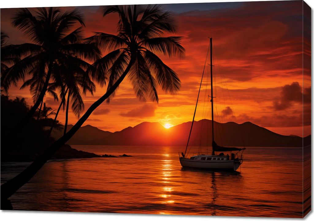 Bild 100x70cm Tropischer Sonnenuntergang