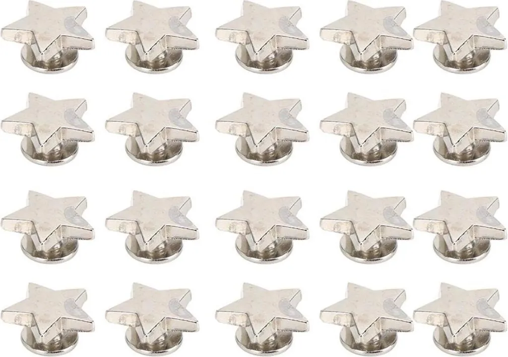 20 Rivets Étoile 12mm DIY à Visser - Argent Plat pour Vêtements et Sacs
