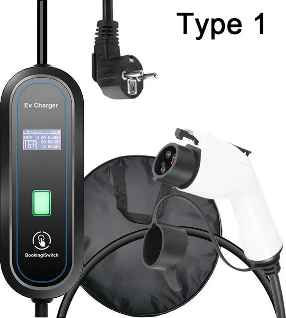 Câble de recharge mobile pour véhicule électrique 16A type 1 3.5m
