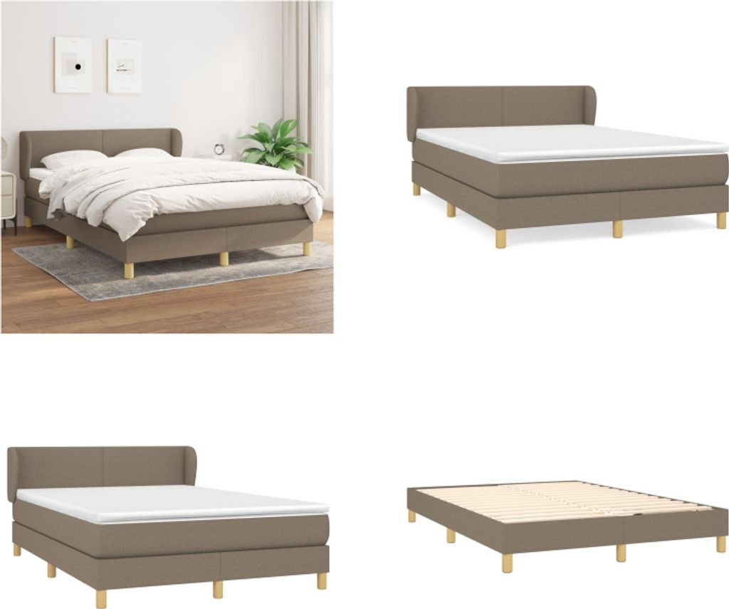 vidaXL Boxspringbett mit Matratze Taupe 140x200 cm Stoff - Boxspringbett - Boxspringbetten - Bett - Schlafzimmermöbel
