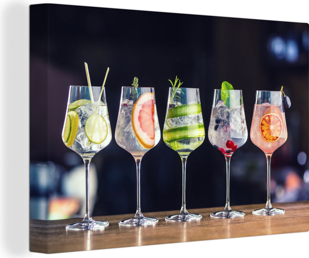 OneMillionCanvasses - Leinwandbilder - 150x100 cm, Cocktail - Weinglas - Restaurant - Sommer, Wandbilder Kunstdruck Wanddekoration