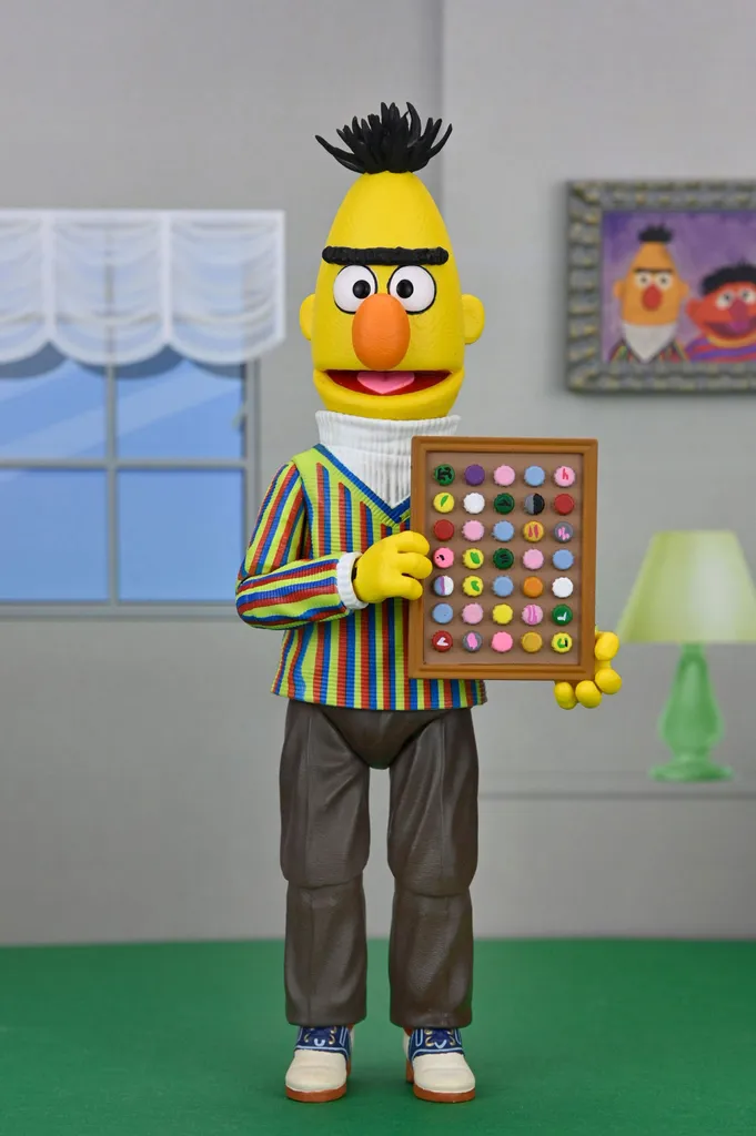 Figurine de collection Bert 18 cm NECA, décoration idéale Sesame Street