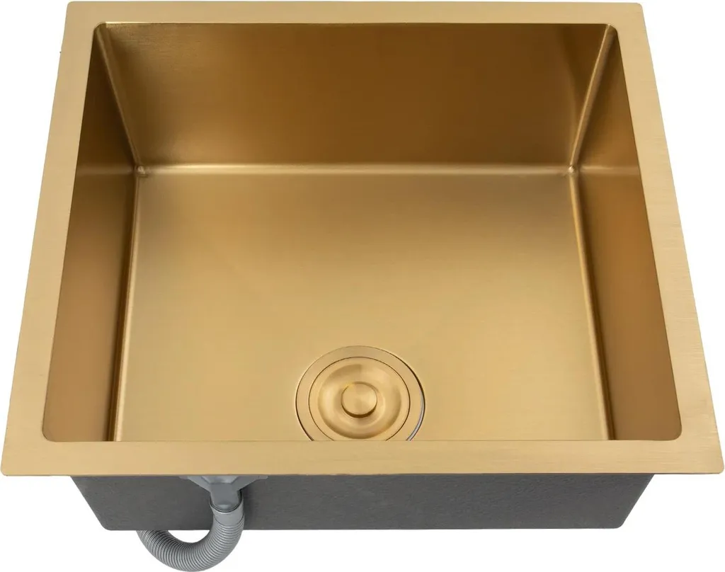Lavello Inox 201 Oro Vasca Singola 20cm | Alta Resistenza e Installazione Facile