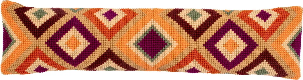 Coussin de Porte à Broder Point de Croix Kilim IV Kit Complet 80x20 cm