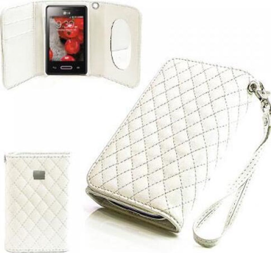 LG Optimus L3 II (E430) Booksytle Handtasche Mirror Weiss