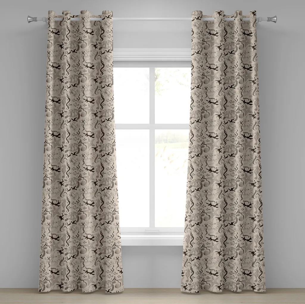 Arredo Marino: Tenda ABAKUHAUS Beige con Polpo e Granchio 280x245 - 1