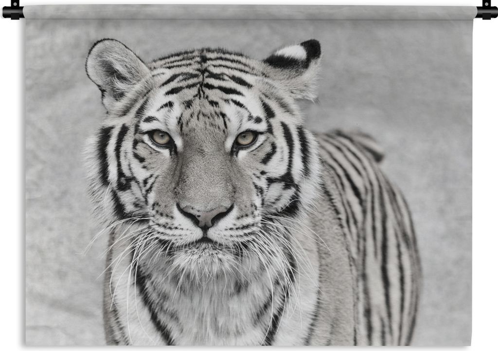 MuchoWow Wandteppich Wandbehang Tiger - Natur - Schwarz - Weiß 120x90 cm Tapisserie Dekoration Wandtuch - Wohnen - Aufhänger für die Wand