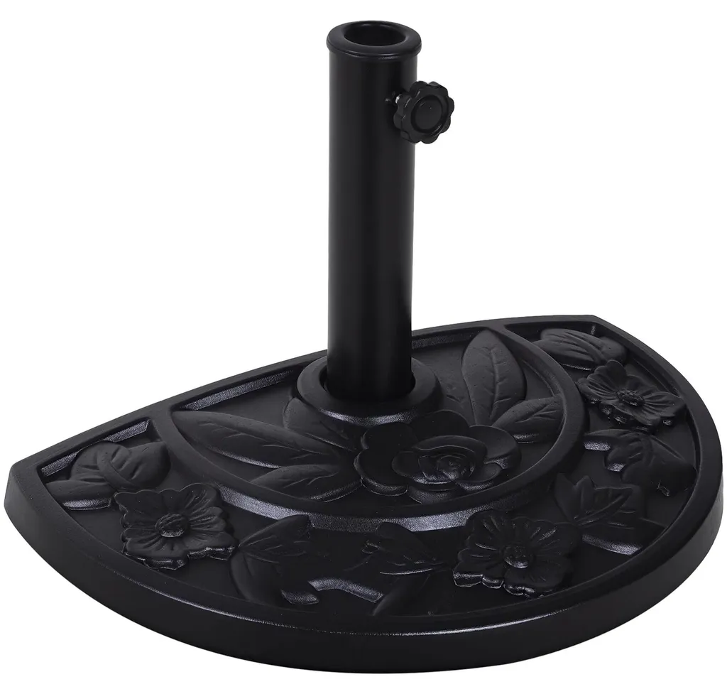 Pied de parasol semi-circulaire 50x31 cm - Socle stable noir 9 kg