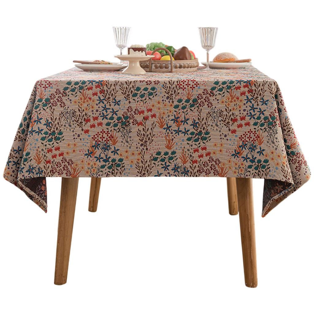 Rechteckige Tischdecke, Landhausstil Tischdecke mit Blumenmuster, 140x200 cm, Bunt-A