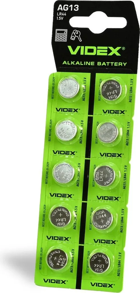 10x Batterie Videx LR44 AG13 1,5V 158mAh | Pile Bottone per Orologi