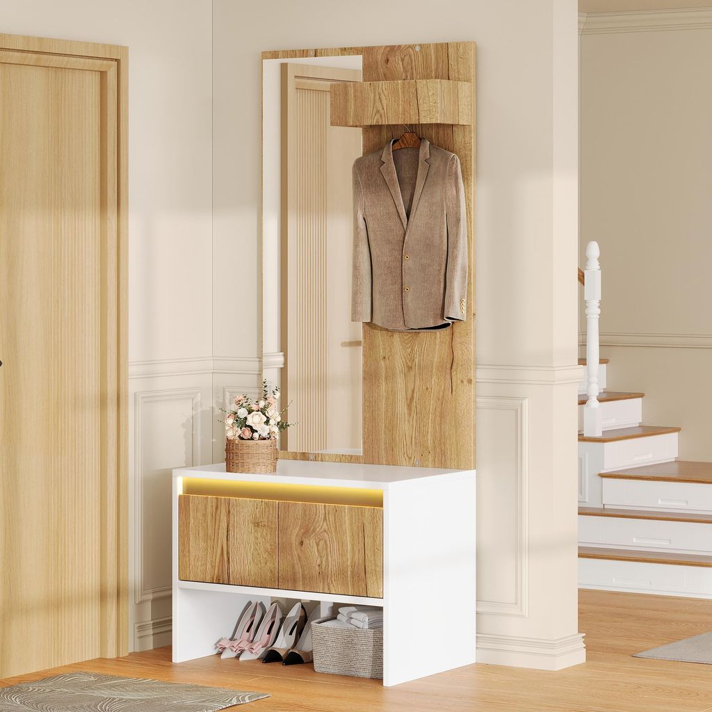 STILVORA Garderoben-Set 60x38x145cm mit Spiegel und Produktbild 