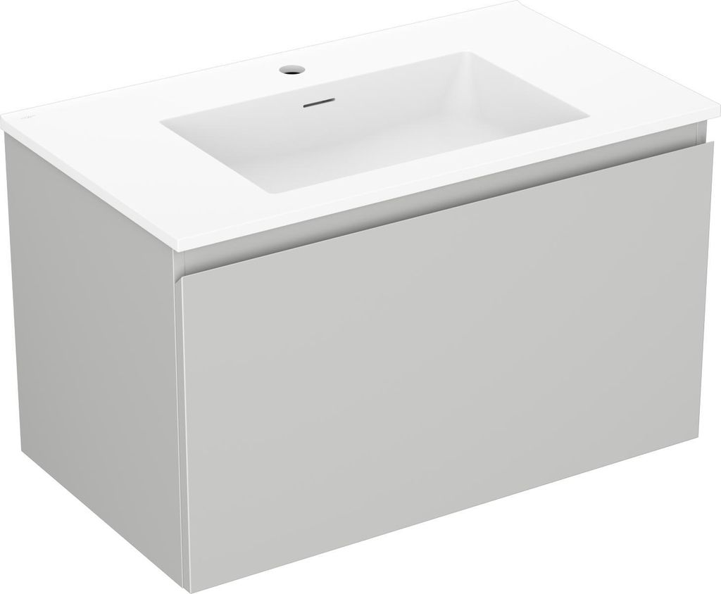 Mexen Orio Badezimmerschrank 80 cm mit Waschbecken Otis, 1 Schublade, grau matt/weiß matt - 91A10-08047-1-BF62-W18M01