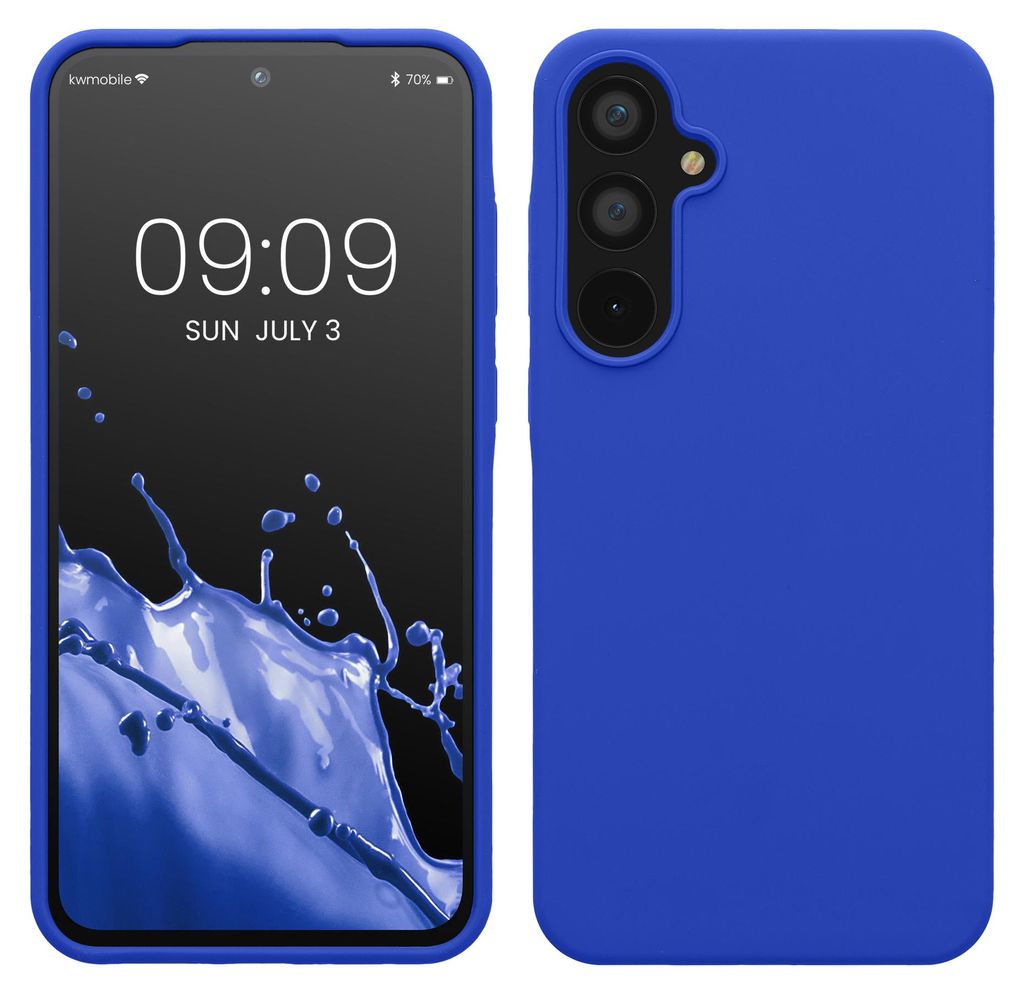 kwmobile Handyhülle für Samsung Galaxy A55 5G Hülle - Case Silikon - Kabelloses Laden - Schutzhülle Cover in Baltik Blau