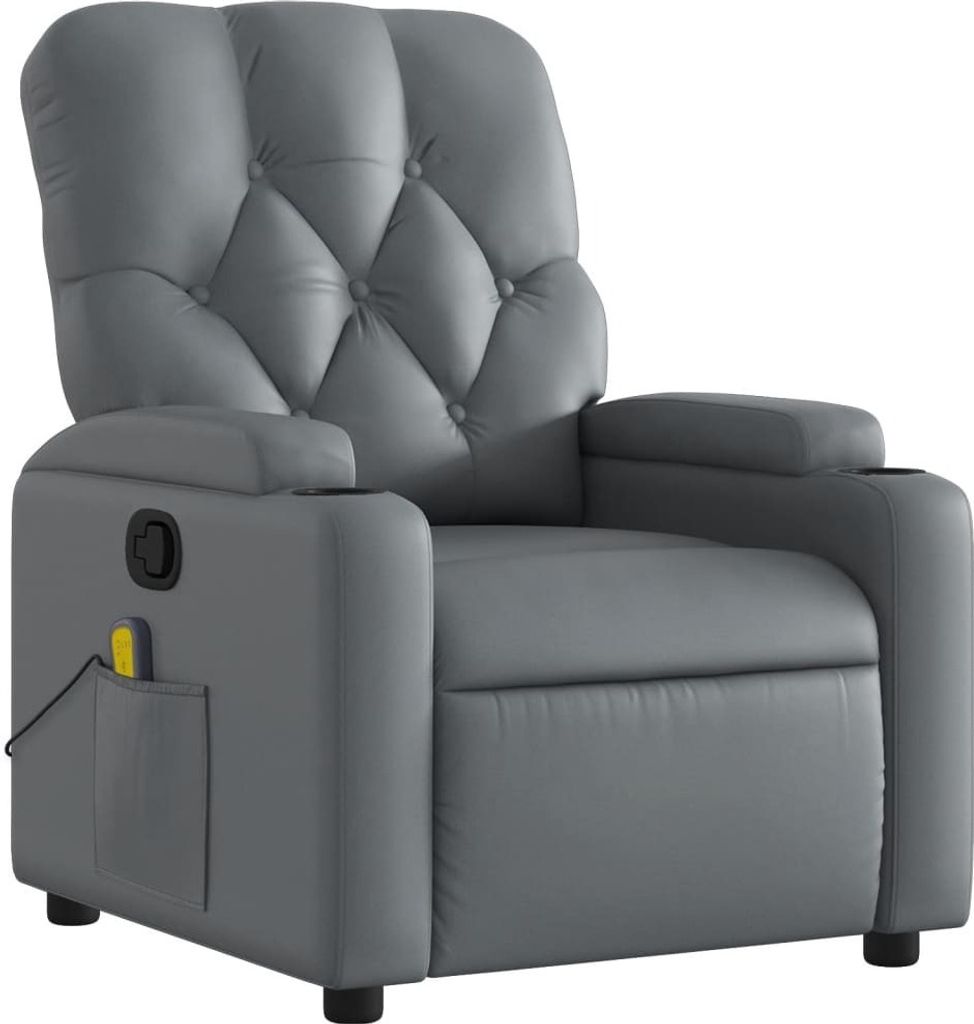 (Design 2026) Massagesessel Grau Kunstleder - HOMMIE 337092 - Fernseh- & Relaxsessel