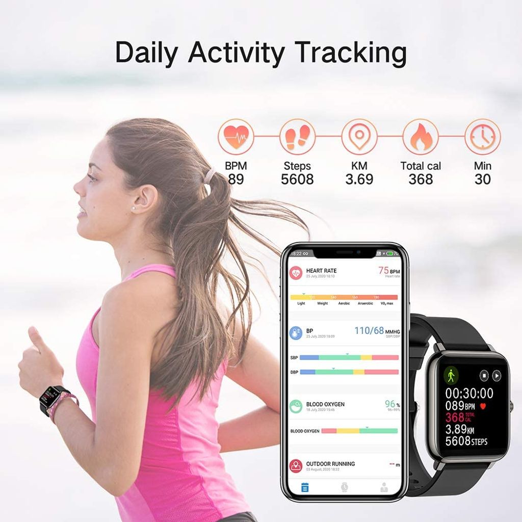Smart Armband Sport Uhr Fitnesstracker Schrittzähler Handy Pulsuhr Smartwach 