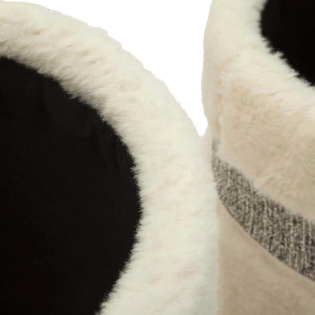 Pouf de Rangement en Tissu Crème Saint-Moritz - Lot de 2 Tabourets - 13