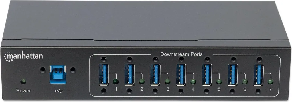 Hub USB 3.0 pour Rail DIN avec 7 Ports pour Automatisation et Laboratoire