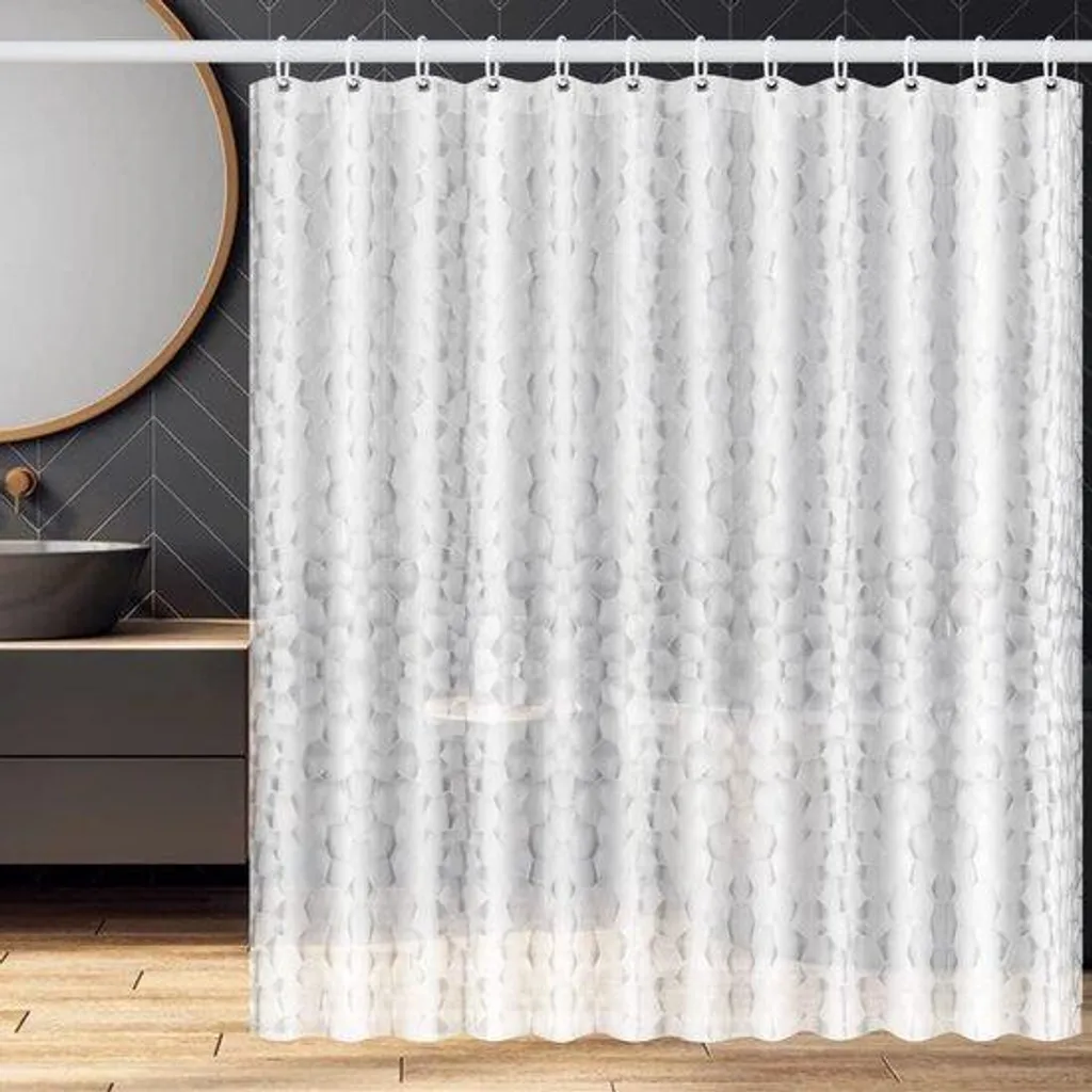 Rideau de douche imperméable EVA 3D transparent et antibactérien 180x200