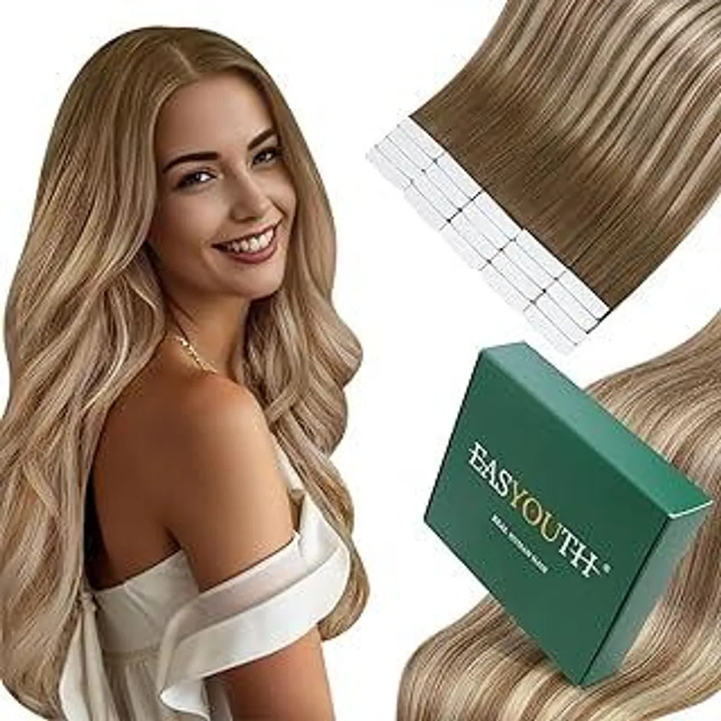 Easyouth Tape in Extensions Capelli Veri Castani 30cm: Volume Naturale