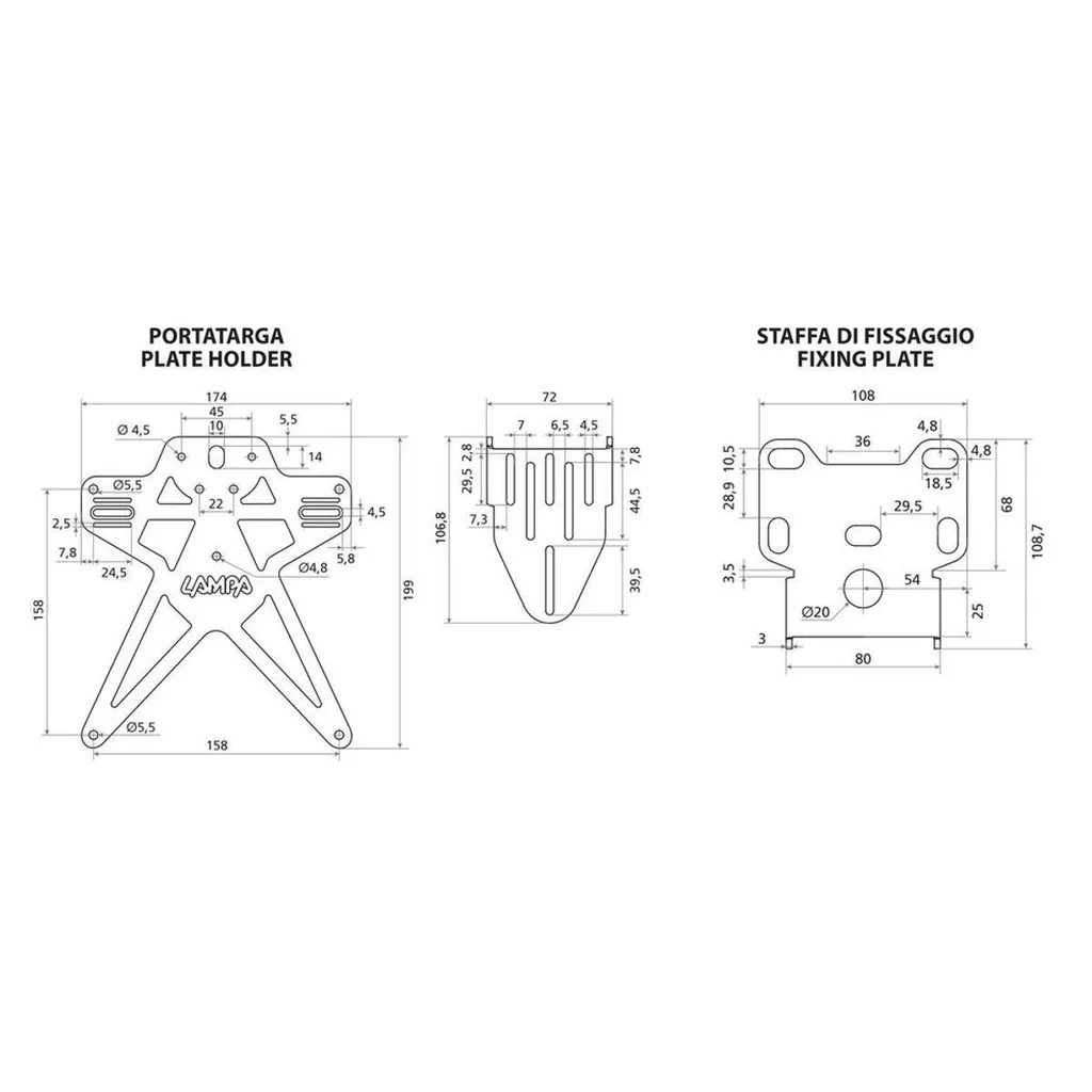Support de plaque Lampa Evo 2 : solution réglable pour passage de roue - 2