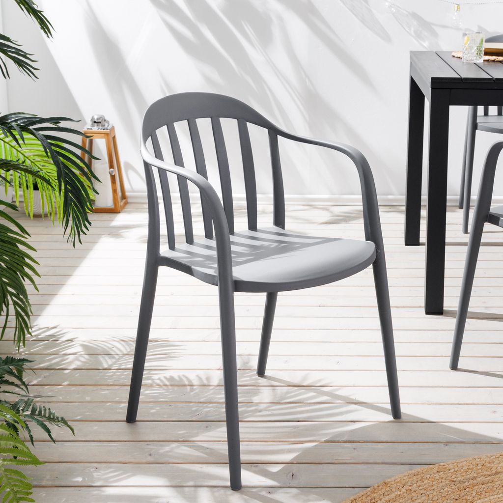 riess-ambiente In- und Outdoor Stuhl STUDIO ITALIA anthrazit stapelbar wetterfest Gartenstuhl Balkonstuhl