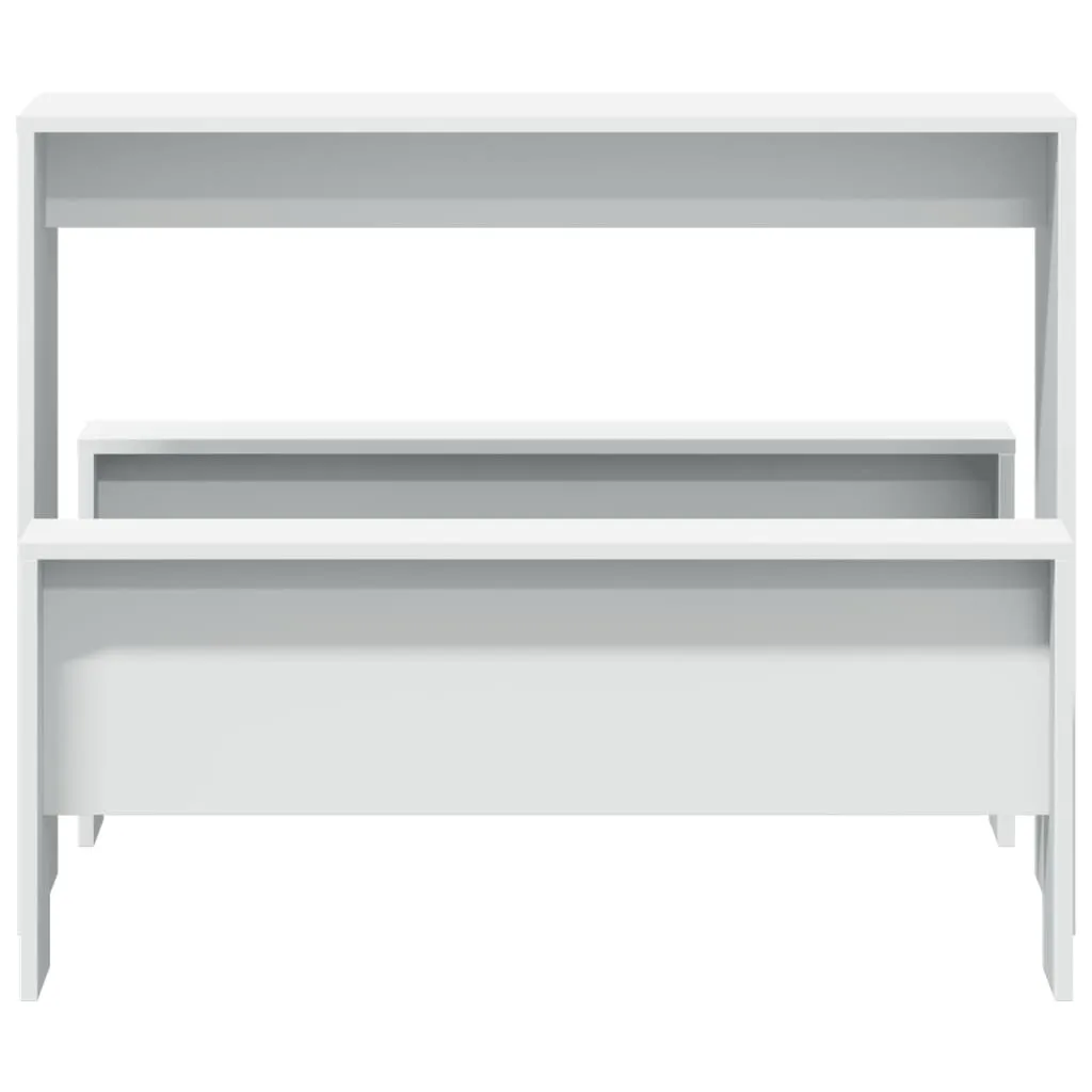 Maison Exclusive Set Pranzo Bianco 3 Pezzi con Tavolo e Panche - 4