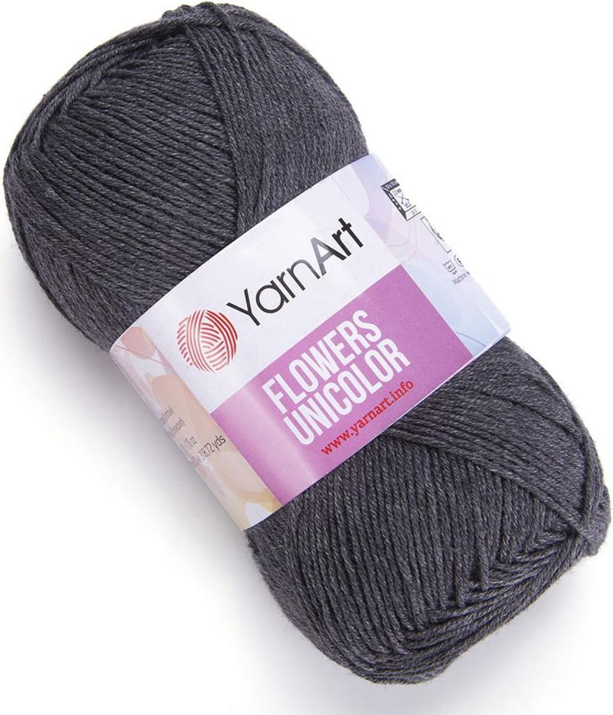YarnArt Flowers Unicolor 745, Dunkelgrau, 200m/50g, weiche Produktbild 