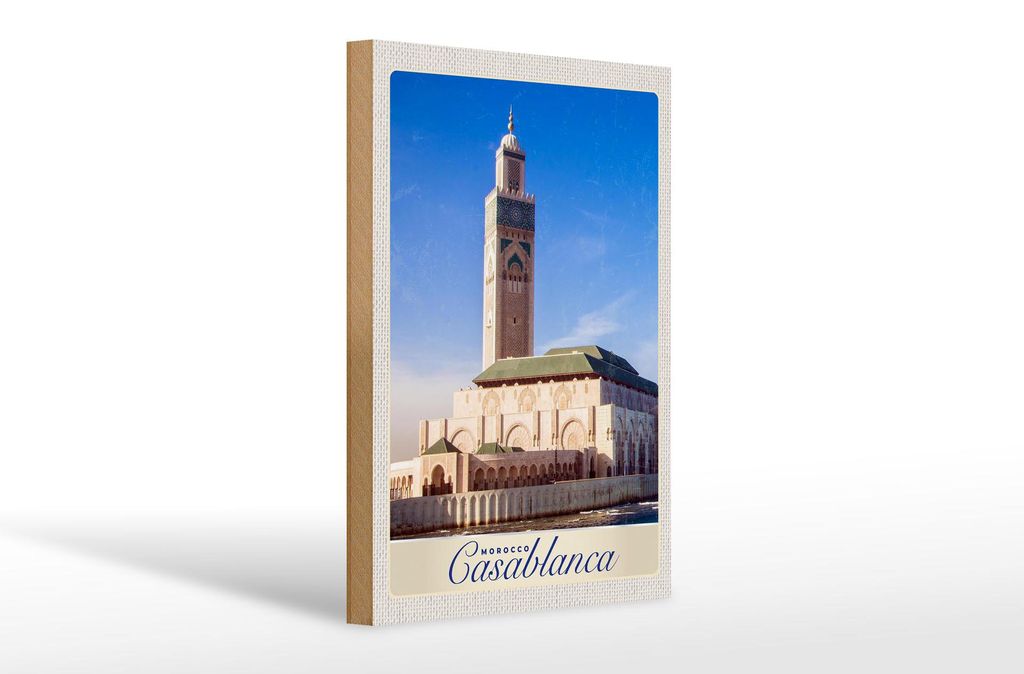 Holzschild Reise 20x30cm Casablanca Marokko Architektur Produktbild 