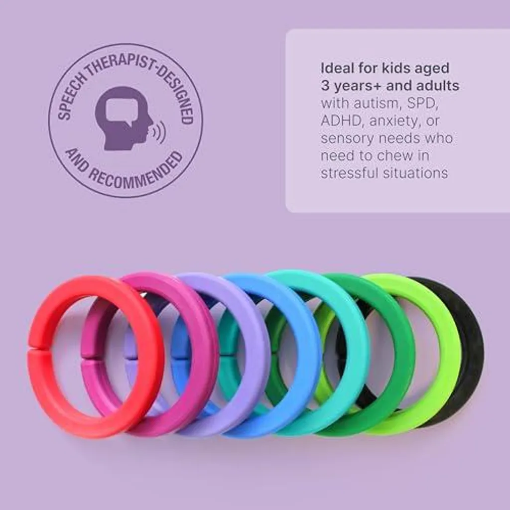 Aide à la concentration : bracelet à mâcher sensoriel magenta large - 2