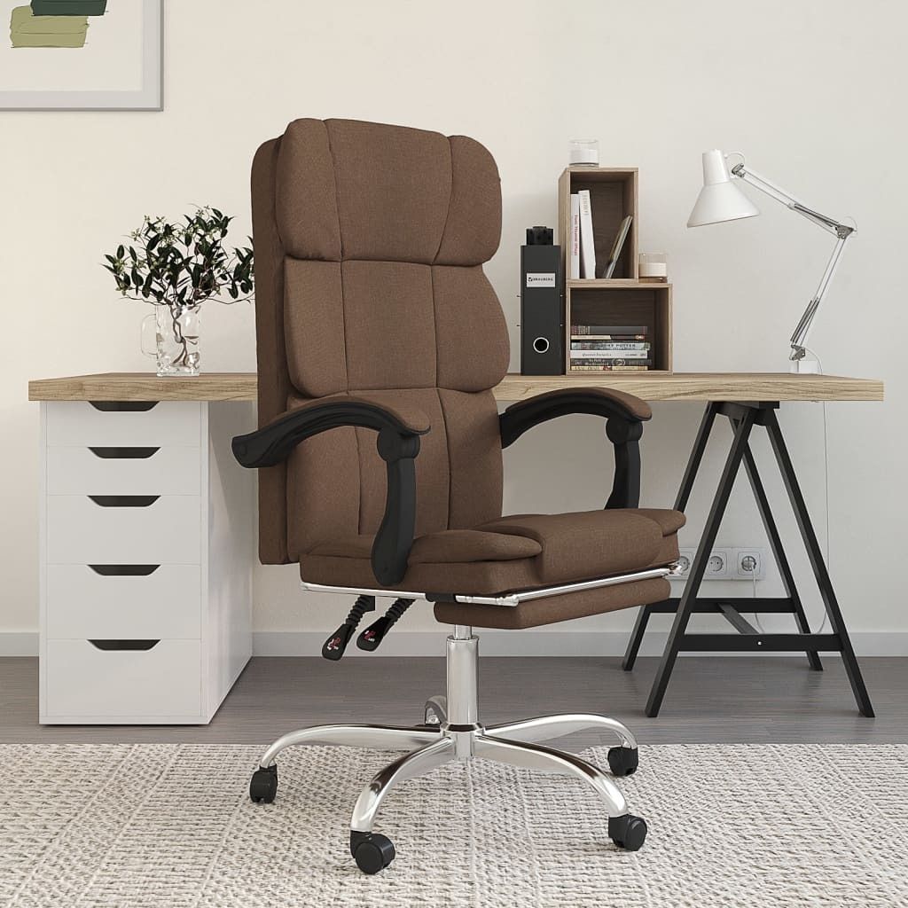 The Living Store Bürostuhl mit Liegefunktion Braun Stoff
