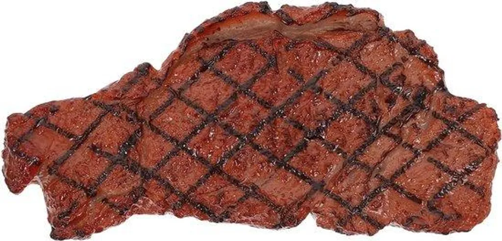 Steak factice hyper-réaliste en PVC pour décoration de cuisine 12cm