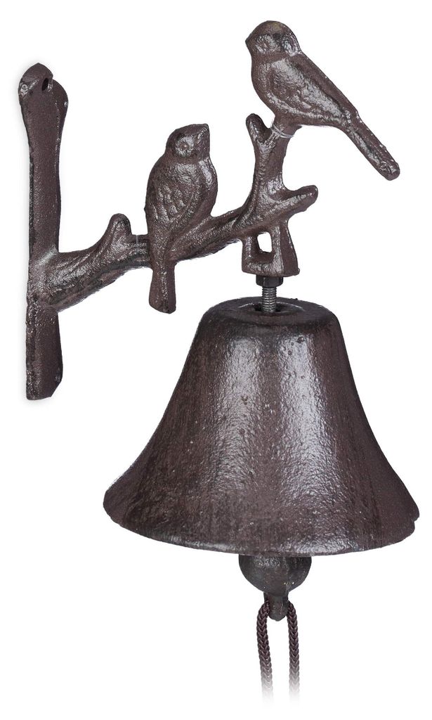Relaxdays Türglocke Gusseisen, Vogel Motiv, antik, Produktbild 