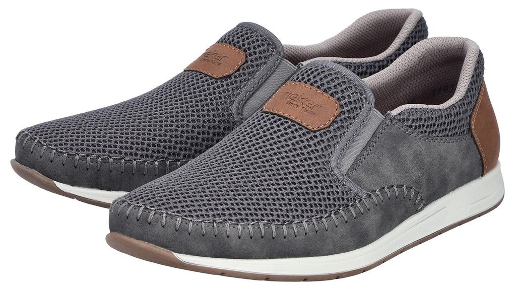 Rieker Herren Schlupfschuh Slipper mit Stretcheinsätzen 11954-45 Grey, Schuhgröße:40 EU