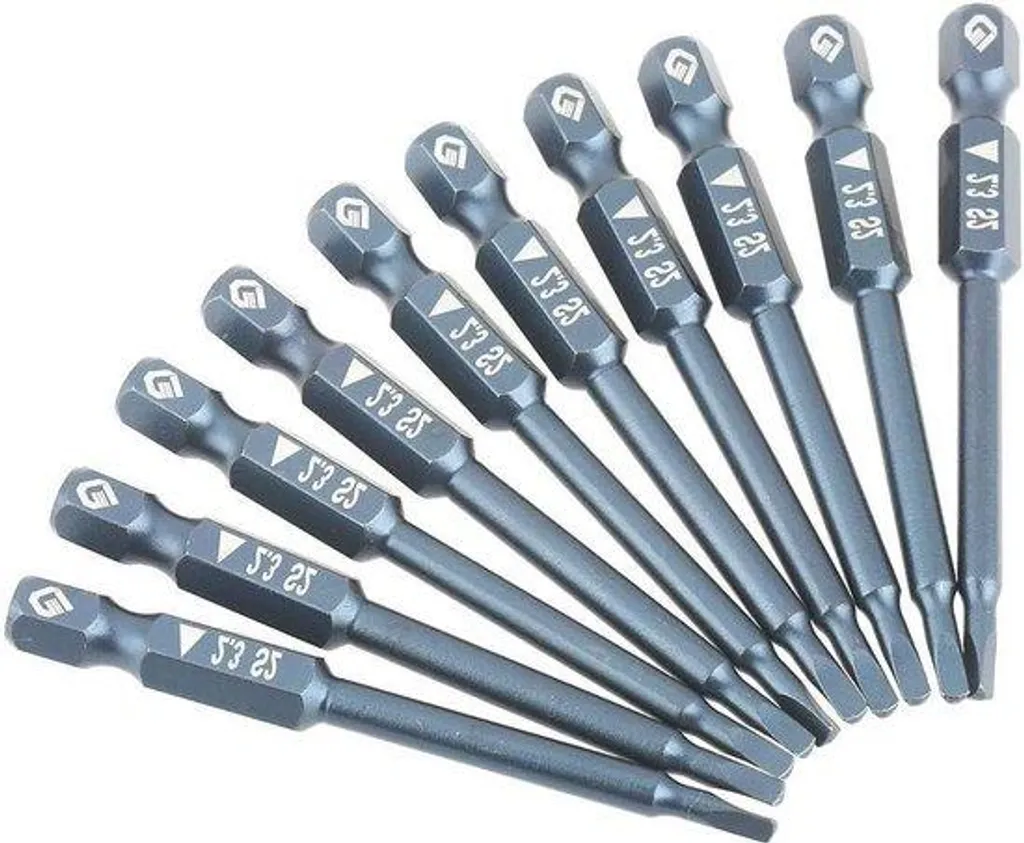 Jeu de 10 embouts de tournevis triangulaires S2 magnétiques de 65mm