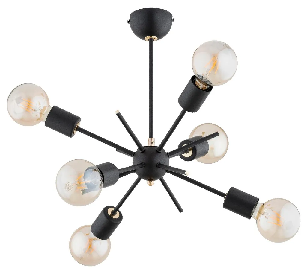 Suspension Salon Chic IGEL Noir et Or - Éclairage 6 Ampoules E27