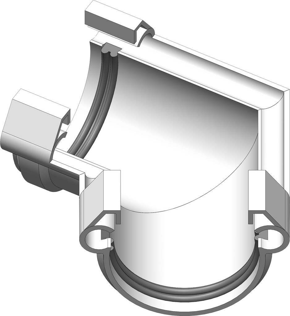 Dachrinne Halbrund 60mm Einzelteile | Außenecke Innenecke Winkel 120° 6-Eck Weiss | Kunststoff PVC Fallrohr DN60 | Gartenhaus Carport Terasse