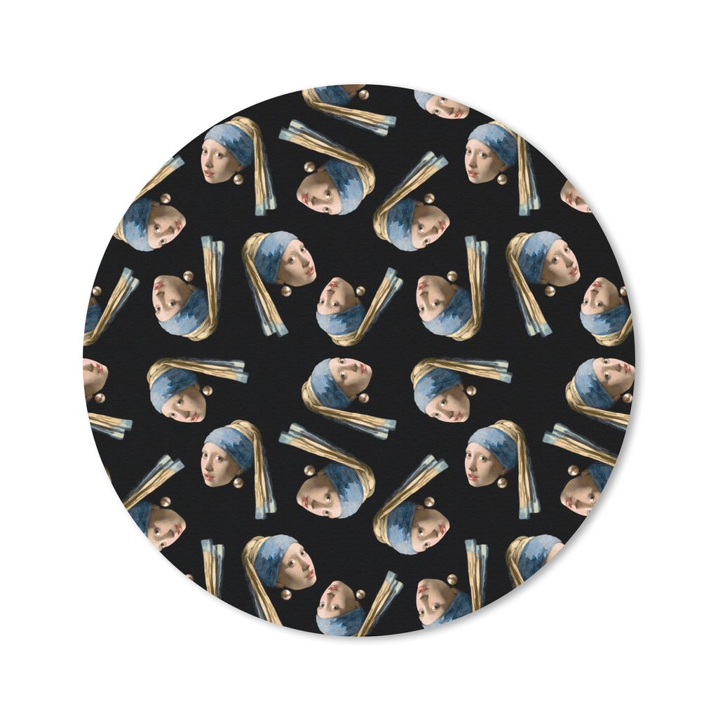 MuchoWow Mauspad Mousepad Schnittmuster - Das Mädchen mit dem Perlenohrring - Vermeer 40x40 cm - Mousepads - Maus Mat - Pad - Mausunterlage - Sc...