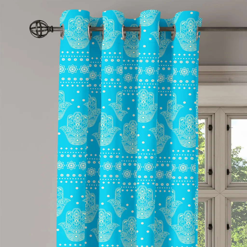 Rideau occultant décoratif Hamsa bleu pour protéger votre intimité